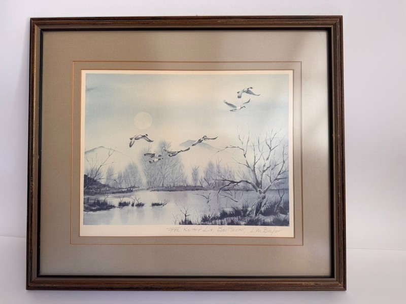 Flying Ducks Original SIGNED Watercolor Print by L M BUCHER Capt. USS Pueblo