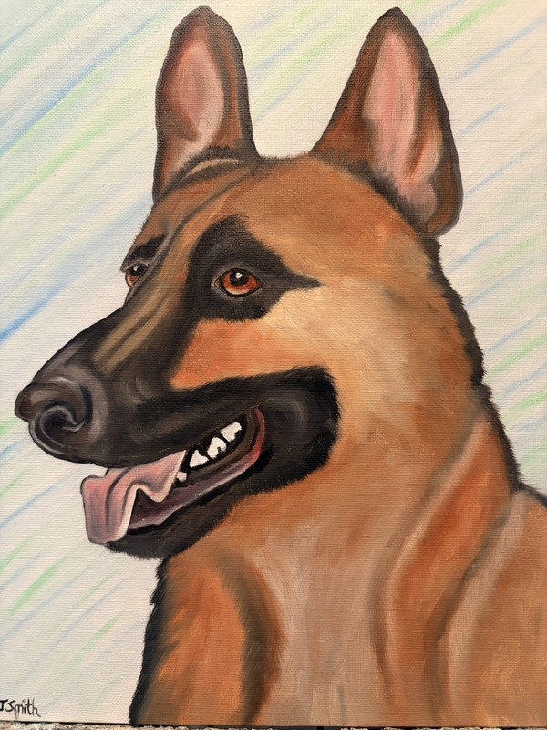 Original oil painting 11 x 14 inches handsome German Shepherd dog signed canvas gallery