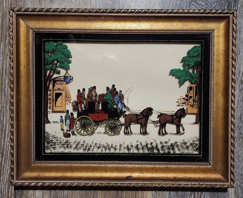 Antique Vitalie Z Terletzky C & A Richard’s Reverse Glass Framed Painting