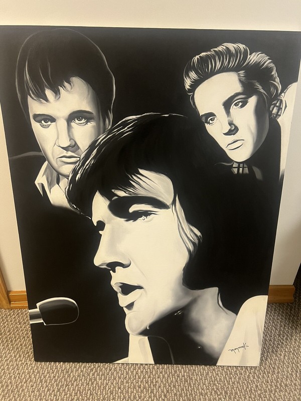 Hector Monroy Elvis Oil on Canvas Monrock Collection Signed