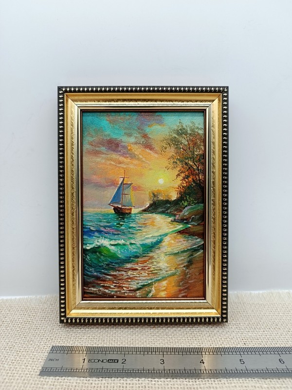 Sailboat Original Oil Painting 4x6 Framed Signed Yacht Marine Seascape Sea Art gallery
