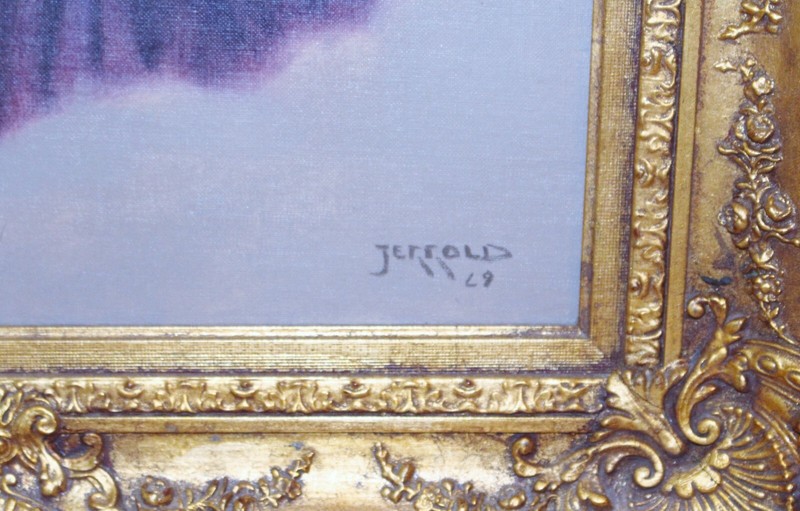 Jerrold Mid Century Oil Painting Signed Portrait Woman 1966 MCM 27x23 Large gallery