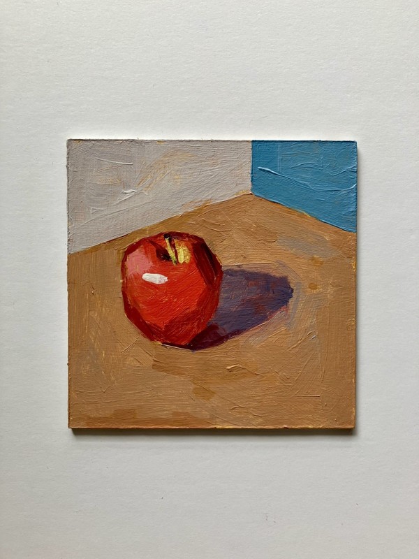 Original Apple Still Life Painting, Acrylic On Hardwood Panel 6x6 inches, Signed gallery