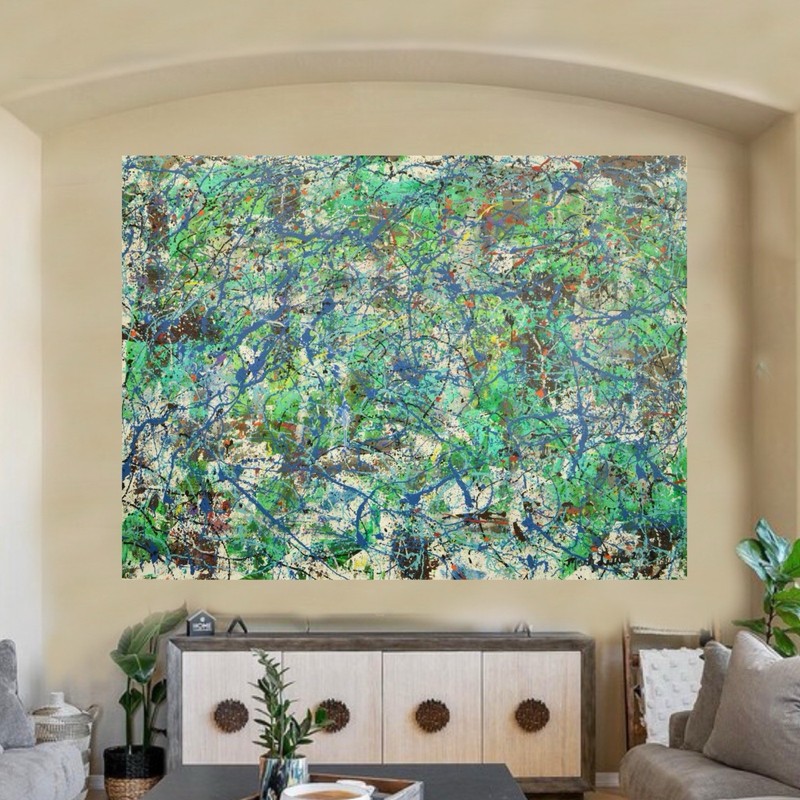 Jackson Pollock Style Giant Canvas Painting 84”X62” (7 Foot) Abstract Modern XL gallery