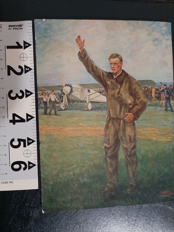 Great ca. 1920s CHARLES LINDBERGH PAINTING - Lithograph - LINDY - Ready to Frame gallery