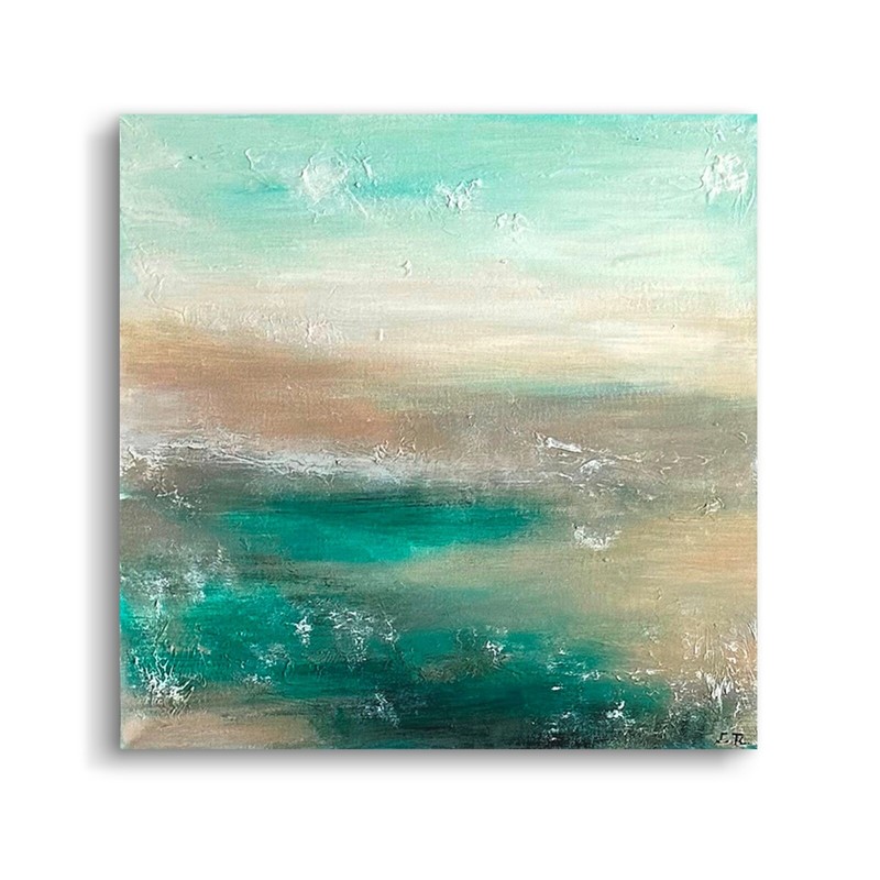 Abstract Landscape Soft Aqua Tranquil Decor Contemporary Art Soothing Painting