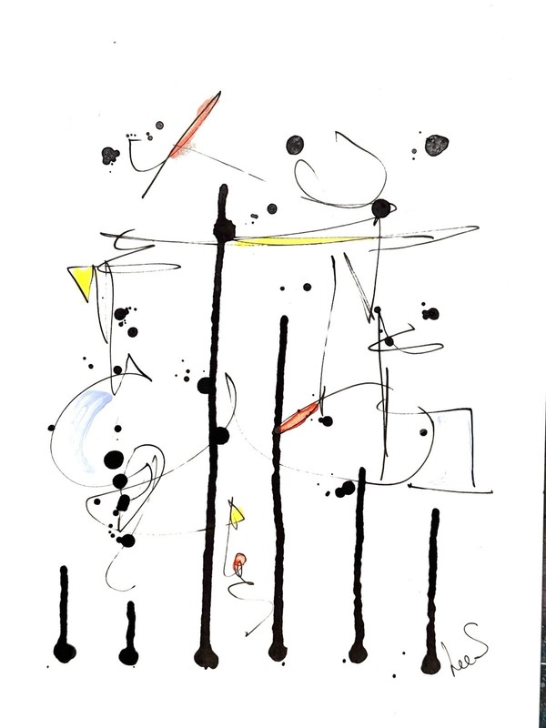 Original Abstract Expressionism 9X12 Paper Colorful Minimalist Handmade Signed 8 gallery