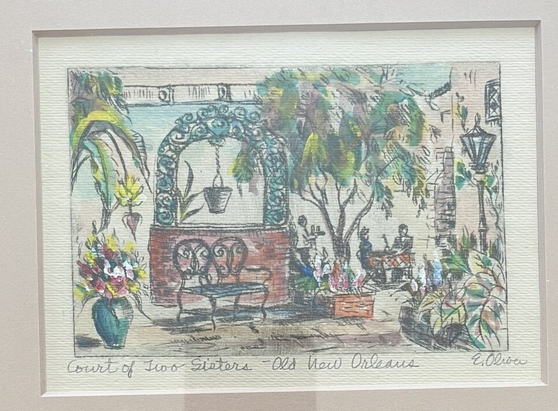 Edith Oliver (1889-1979) Lot Of 4 Framed New Orleans Water Color Paintings Art gallery