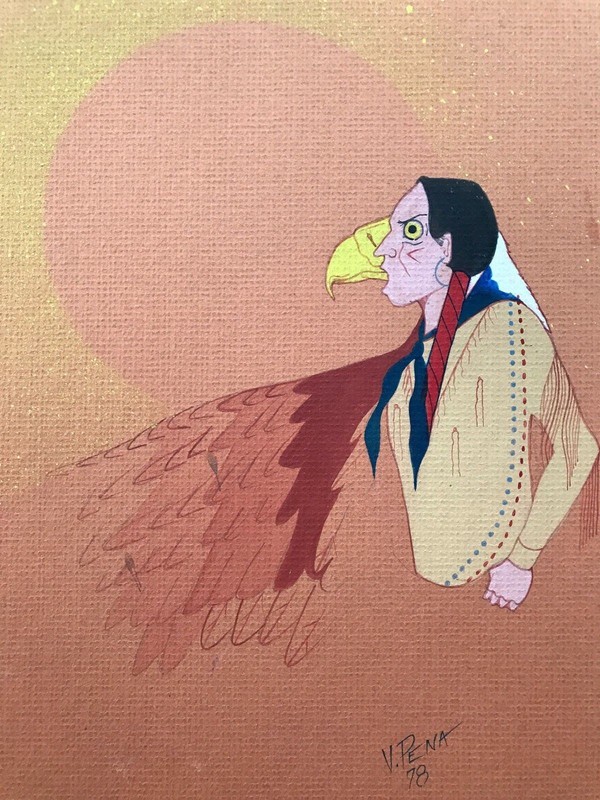 VENTURA W PENA ORIGINAL PAINTING 1978 14″ X 11″ OLDEST GRANDSON OF ENCARNACION