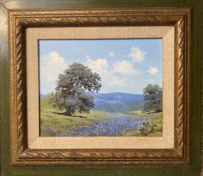 William A. Slaughter Bluebonnets and Cactus ~ Original Oil on Canvas gallery