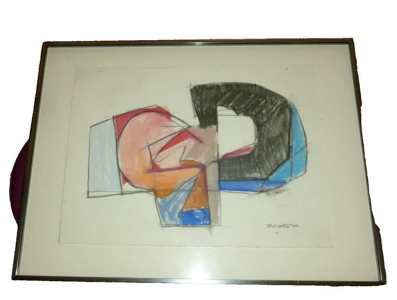 Eric Dennard 1993 Original Abstract Painting Pencil Paper 20×15″