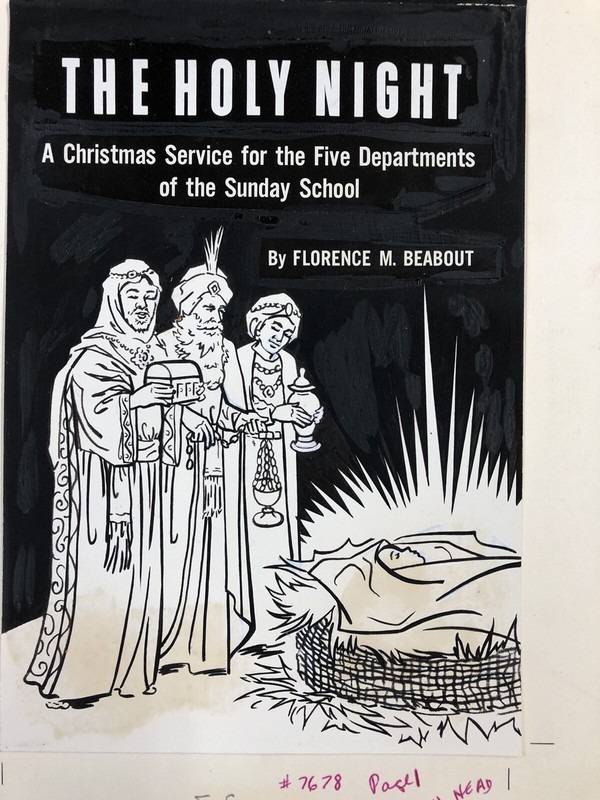 Vintage Illustration Art, Original Book Cover, The Holy Night, Florence Beabout