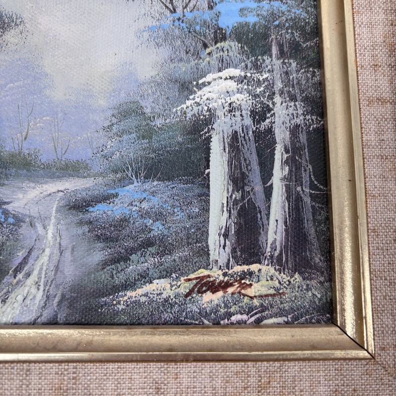 Vintage Oil Painting Tomil 11"x9" Ornate Frame Woods Landscape Trees Path gallery