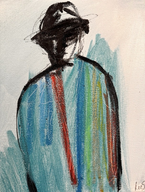 Original Abstract Expressionism 8x10 Man in a Hat Handmade Signed Fine Art 199 gallery