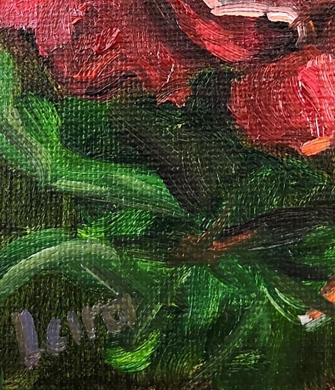 Moody Red Rose Original Oil Painting 4x6 Framed Signed OOAK Floral Art Gift gallery