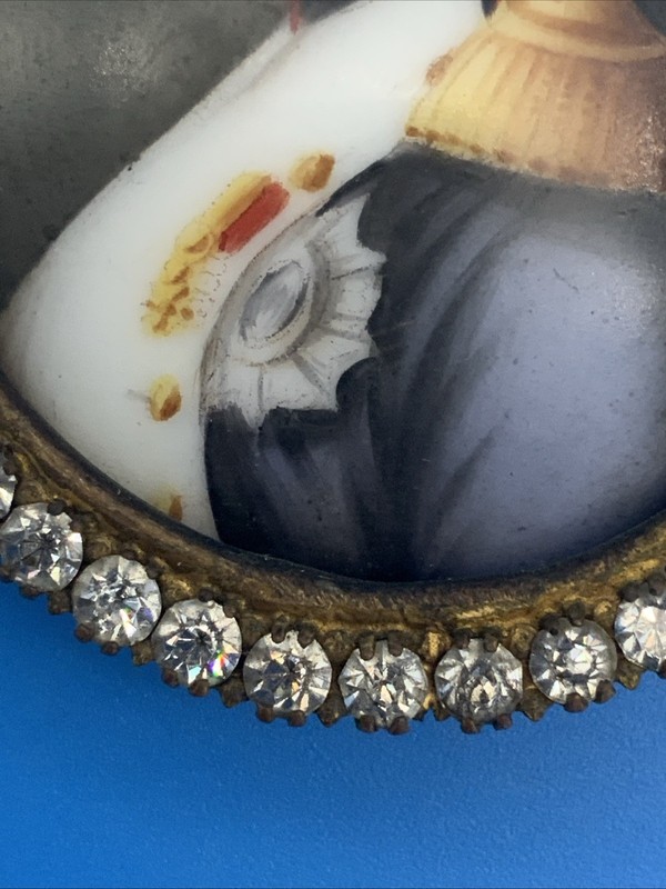Antique Napoleon Bonaparte Profile Hand Painted Framed Porcelain 24K Gold Plated gallery