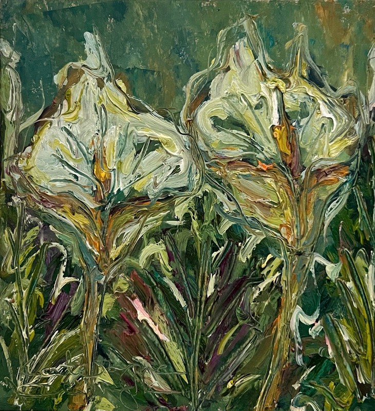 Calla Lilies Painting While Lily Flower Original Artwork Framed Floral Wall Art gallery