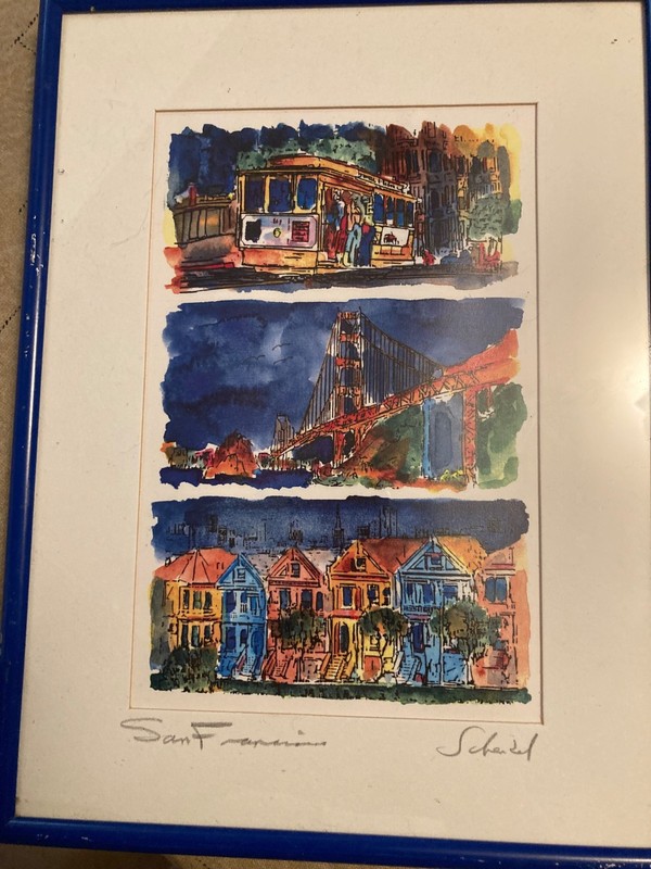 Jerry Schendel 3 Panels of San Francisco Signed