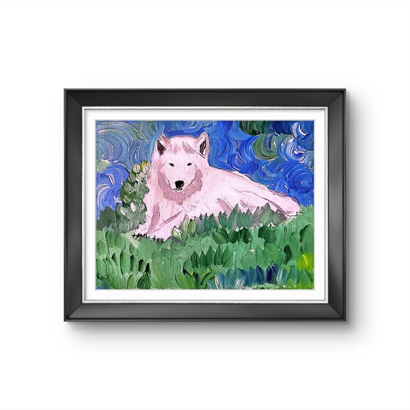 Arctic Wolf Colorful Modern Art Acrylic Painting on Canvas 1 gallery