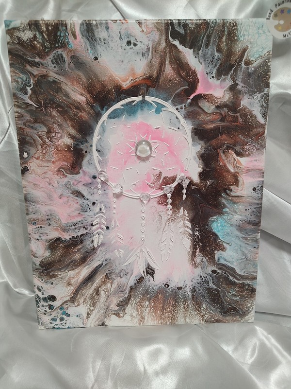 Original 11×14 Acrylic Fluid Paint Pouring Art original «Dream Catcher»