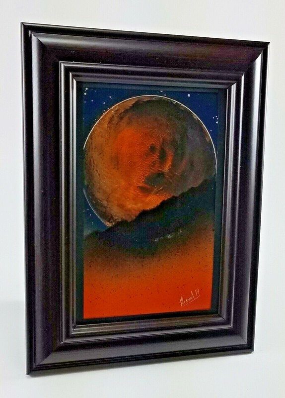 Orange Moon Art Landscape comes with a dark frame by artist Jason Girard. gallery