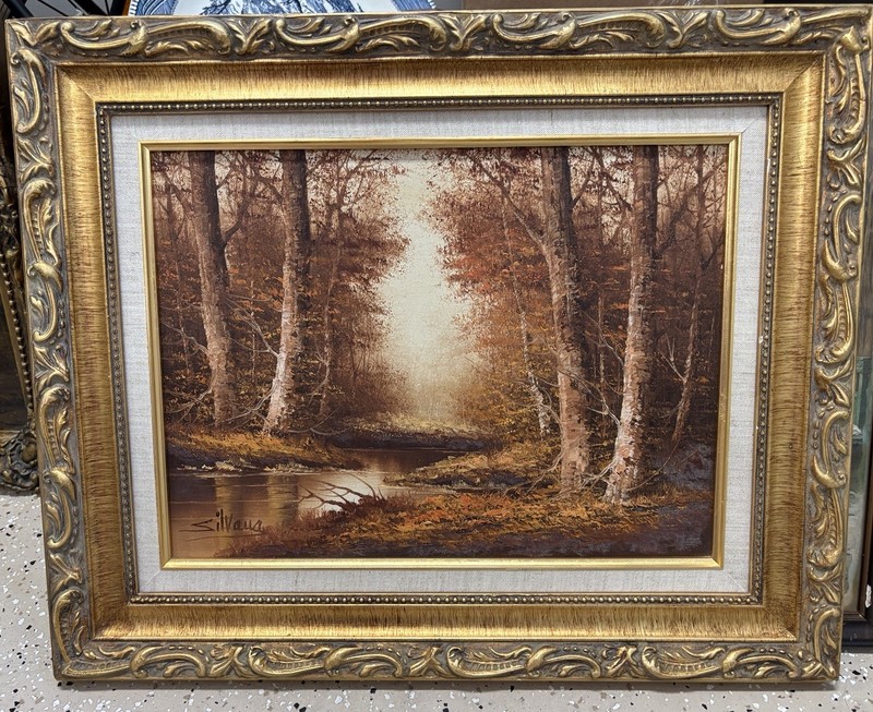 Silvana «Golden Autumn» Original Signed Framed Oil on Canvas Landscape Painting
