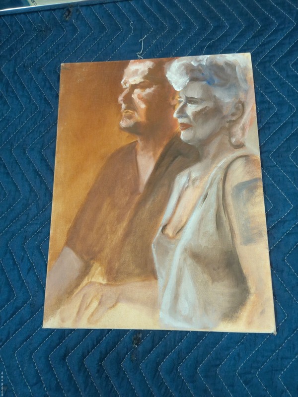 Original Oil Painting on Canvas – Elderly Couple – 12x16 Inches – Unsigned gallery