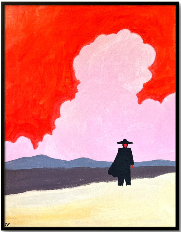 Cowboy at Sunset Painting, Modern Western Art 11×14