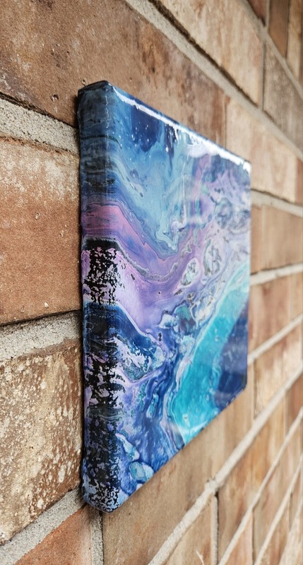 Painting Acrylic Abstract 7" x 7" Original Fluid Art on Canvas "Glaciers Edge" gallery