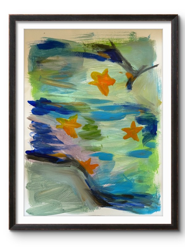 STARFISH UNDERSEA 14×11 Original #45 Writing Abstract PAPER Fine Art