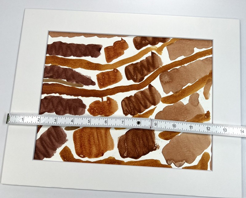Brown Blobs Modernist Abstract Watercolor Painting Art 11x14” Matted gallery