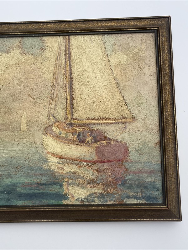 American Impressionism Painting ARTHUR BODWELL WPA ERA SEASCAPE NAUTICAL BOATS gallery