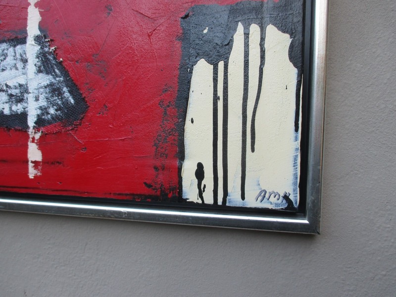 abstract informal acrylic painting pastos red black original picture canvas 80x60 gallery