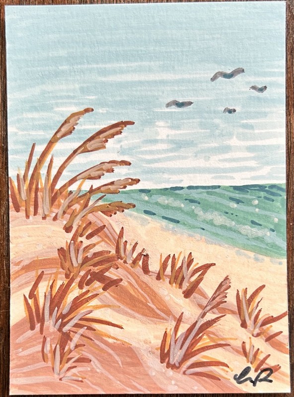 ACEO original art by Emily Beck, Pacific Northwest, Landscape, Acrylic, 2.5×3.5