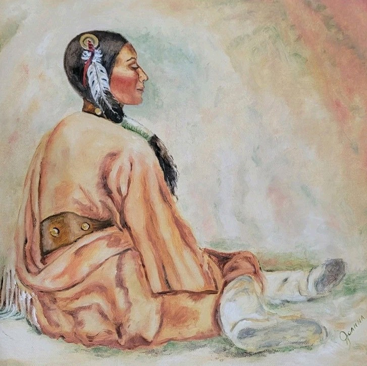 Vtg Original Oil Painting Native American Woman Signed Joanna Garrett gallery