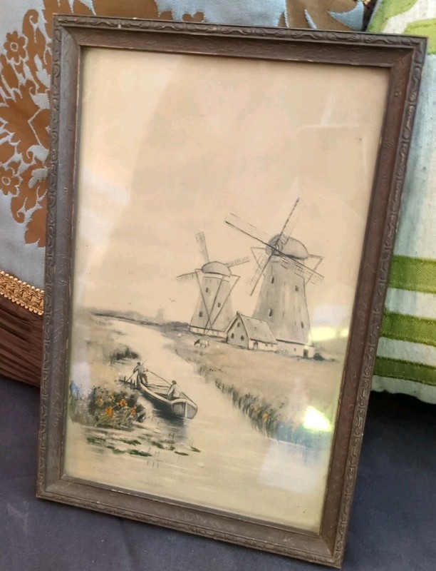 Antique Watercolor Print Signed T. Swinburne, Ullmann Mfg In Wood Frame