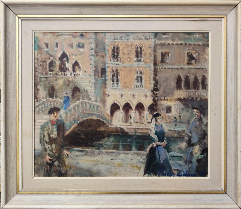Knud Torsten Lidman (1903-1990): VENICE BRIDGE, original oil painting