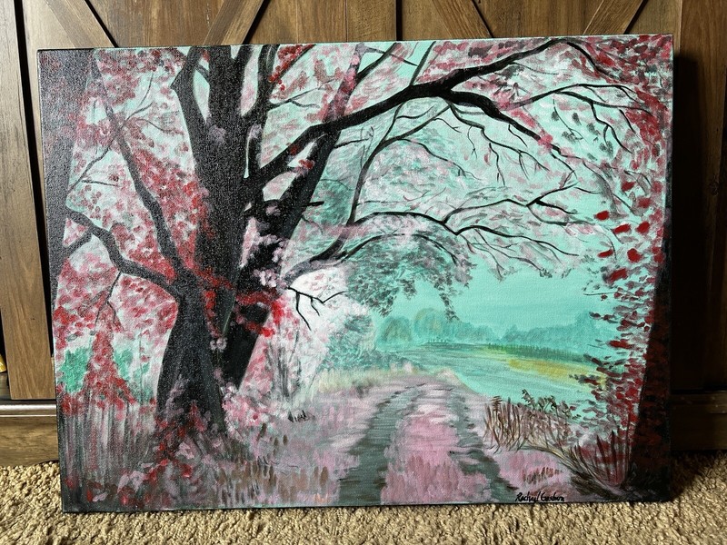 Original Artwork 16×20 Foggy Evening Forest Landscape New Painting