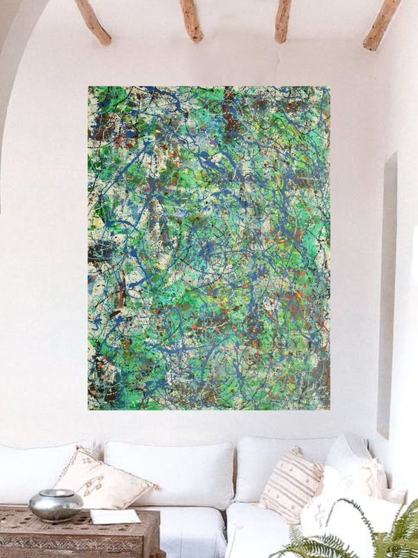 Jackson Pollock Style Giant Canvas Painting 84”X62” (7 Foot) Abstract Modern XL gallery