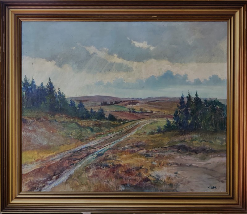 Valdemar Lebel (1891-1953): HEATHER COVERED LANDSCAPE, original oil painting