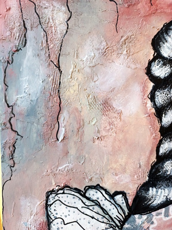 Girl Prtrait Original Painting Modern Art Textured Abstract Pastel Colors, 11x11 gallery