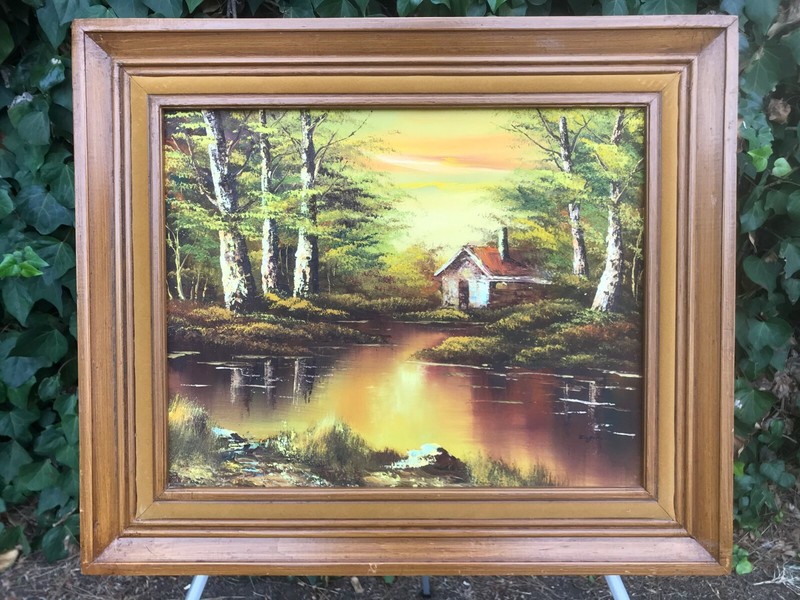 EUGENE KINGMAN Original 1950s MODERN LANDSCAPE American Oil on Canvas