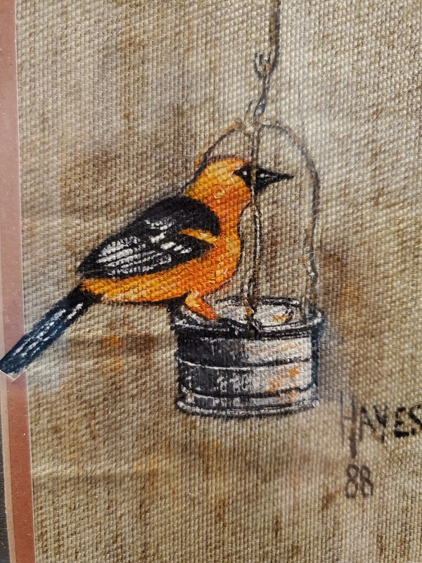 Vintage 1988 Original Baltimore Oriole Bird Painting R. Hayes 6×8 inches