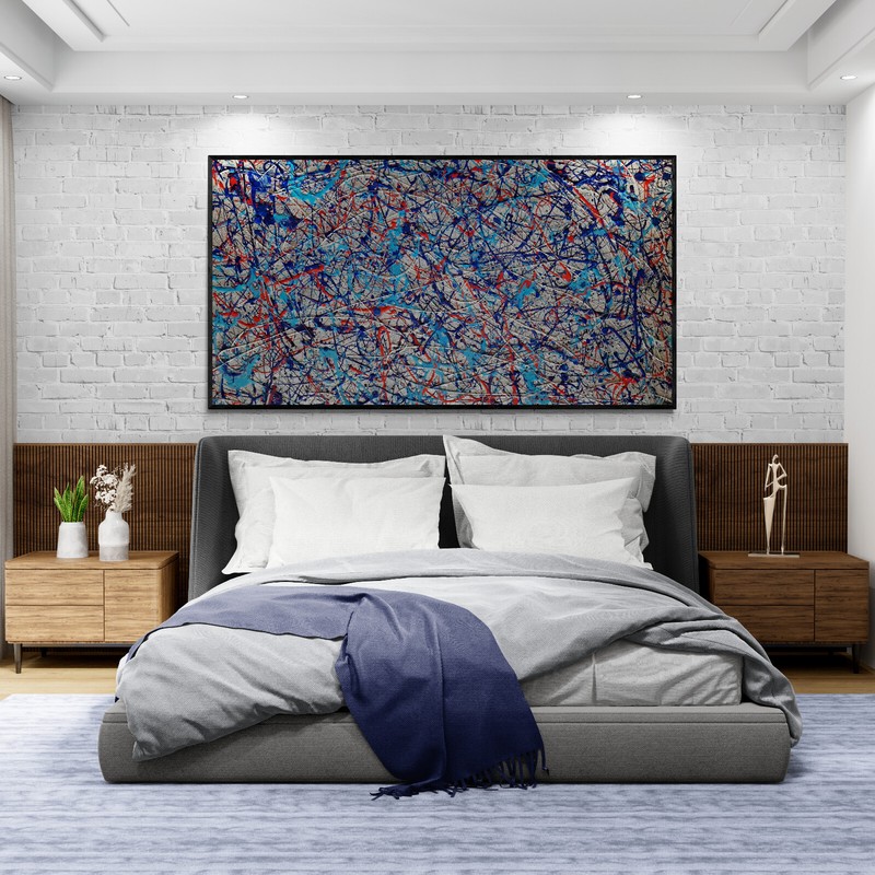 XXL Jackson Pollock Style Porsche Martini Racing Art Textured Painting 59x30 gallery