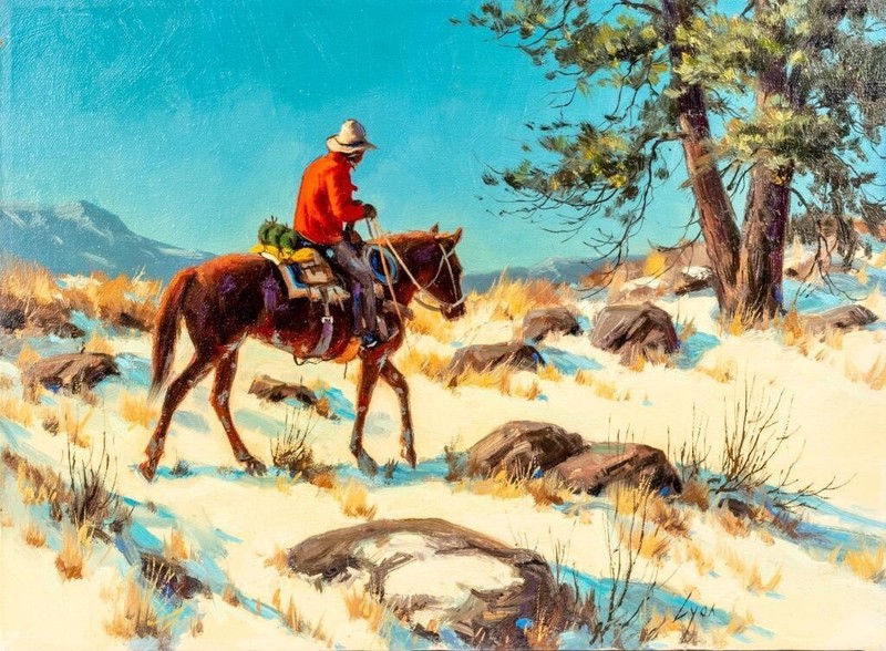 Harold Lloyd Lyon (1930-2020) Original Painting Western Cowboys «High Country»