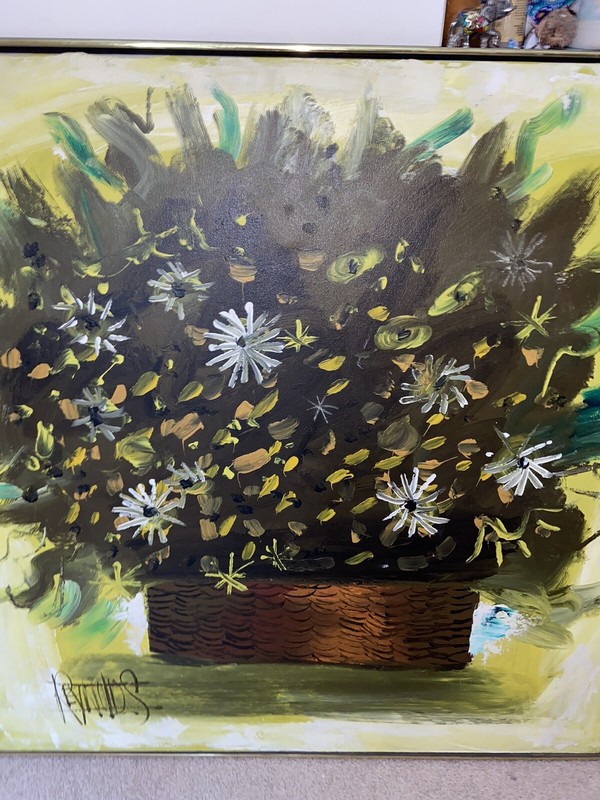Lee Reynolds MCM Bouquet Textured Painting Large 40x40” Signed PICKUP ONLY gallery