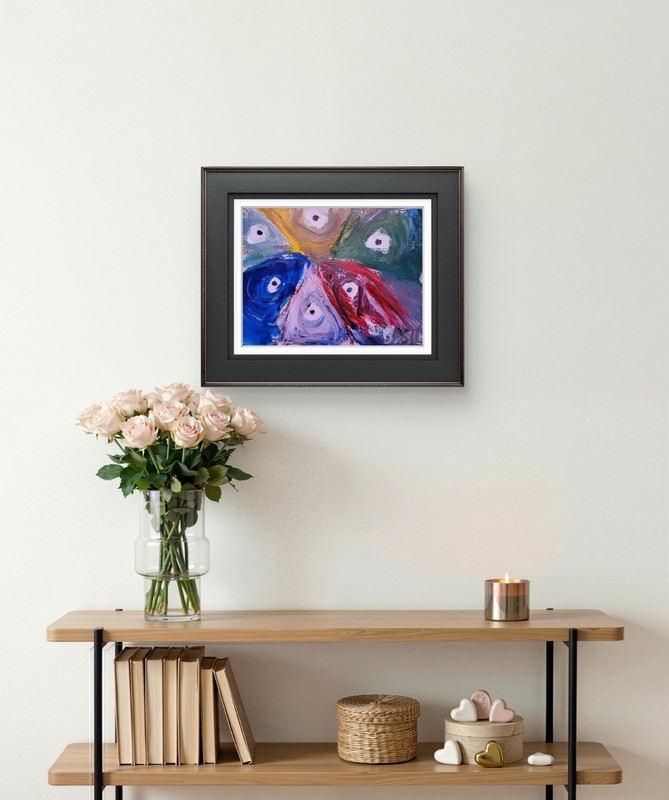 Fish Of Color Abstract Expressionist Original Painting 9x12 Paper gallery