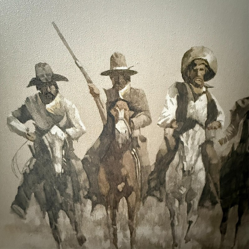 Signed John Pace Painting - Seven Cowboys on Horseback gallery