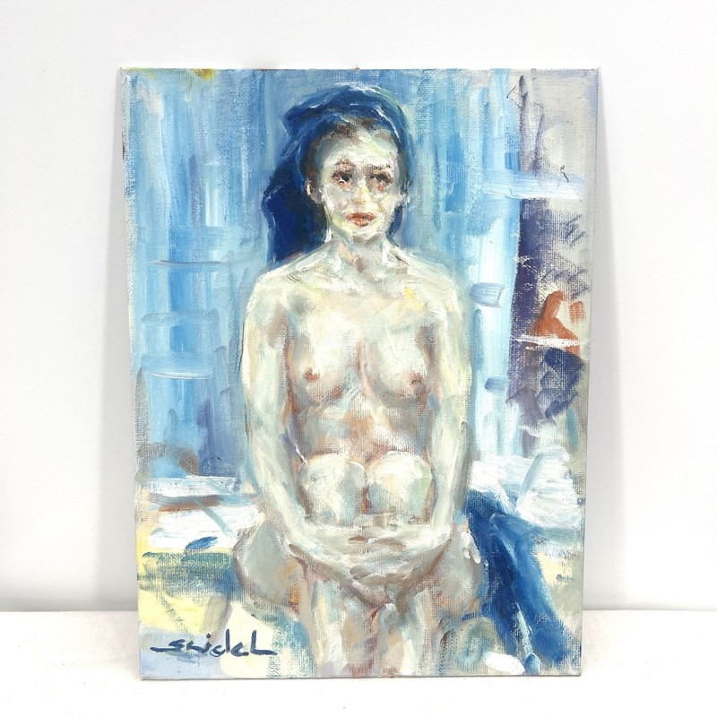 Original Artwork Study 9”x12” Oil Canvas Panel After Shower Tadeusz Seidel