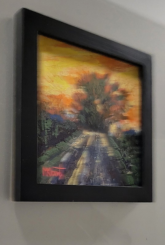 Miniature Original Painting Sunset Landscape 7x7" Framed Signed MD Artist MKRAVT gallery